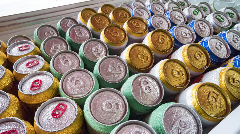 Canned cocktails in fridge