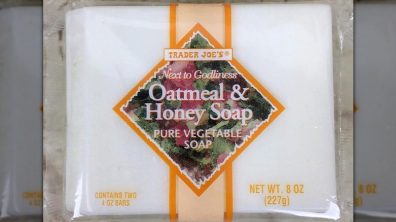 Close up of Trader Joe's Oatmeal & Honey soap