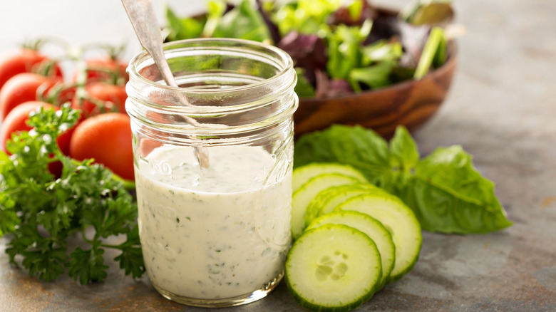 homemade ranch dressing and veggies