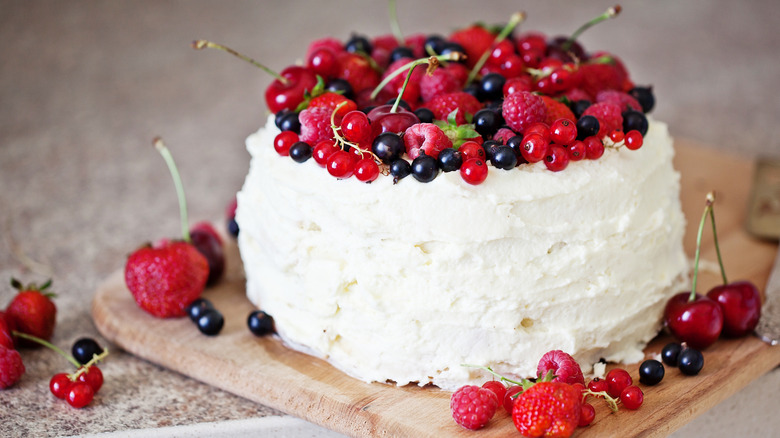 cake decorated with fruit