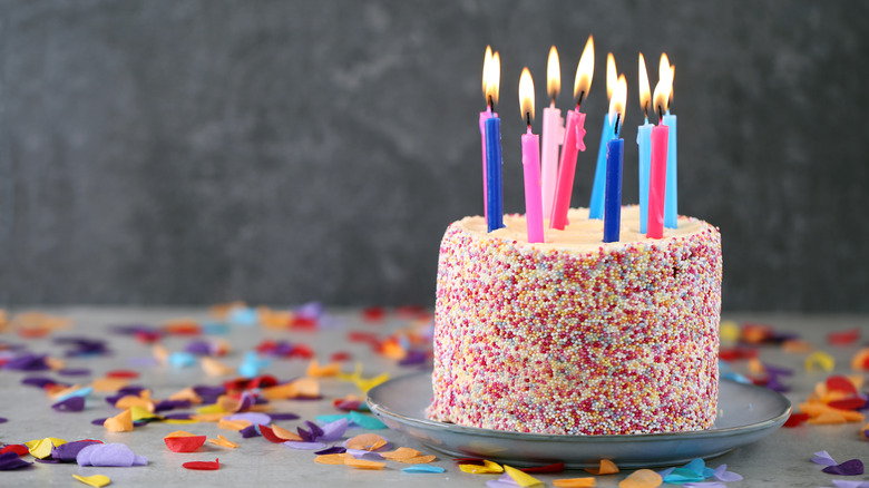 cake coated in sprinkles