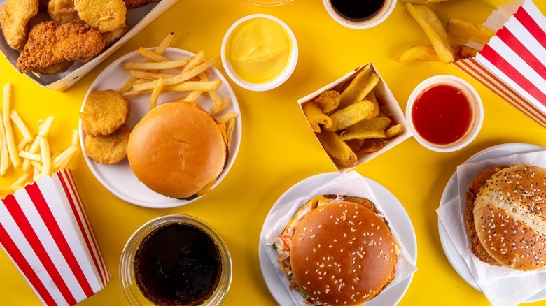 fast food items on table