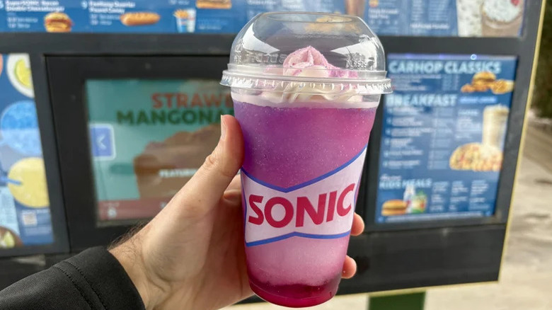 hand holding Sonic Unicorn Slush