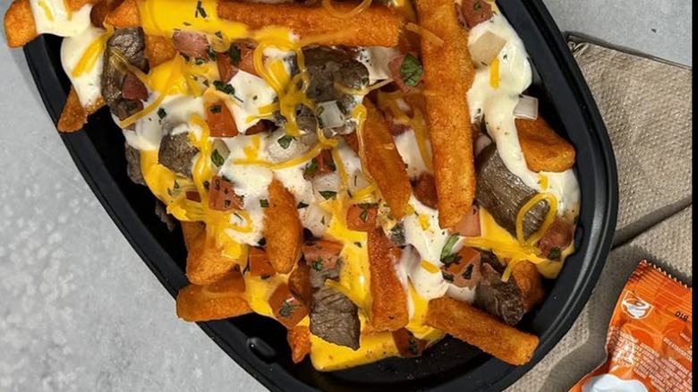 bowl of steak garlic nacho fries