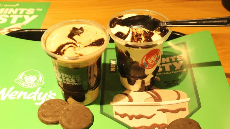 chocolate and vanilla Thin Mint Frostys