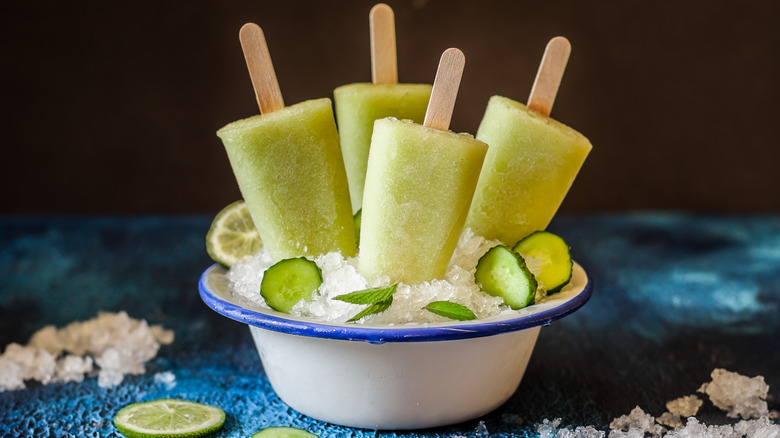 Cucumber iced posicles