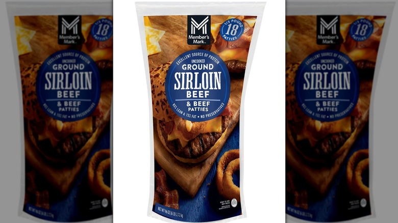 Bag of pre-formed Member's Mark sirloin beef patties.