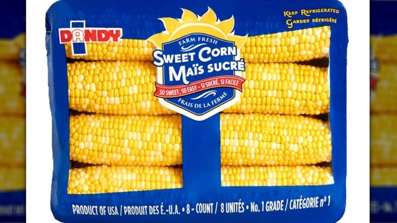 Package of sweet corn on the cob.