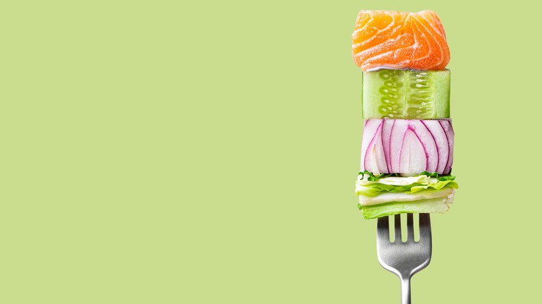 raw food on a fork