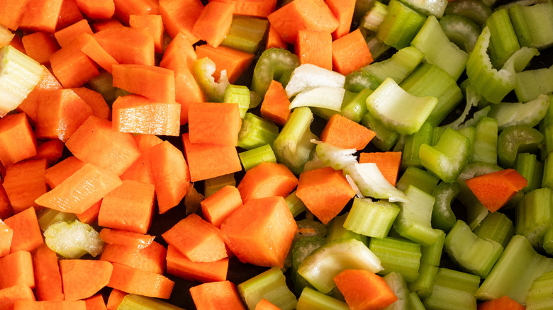 diced carrots and celery