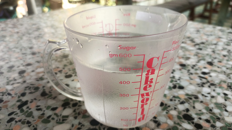 water in a measuring cup