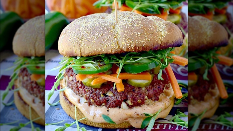 banh mi burger with toppings