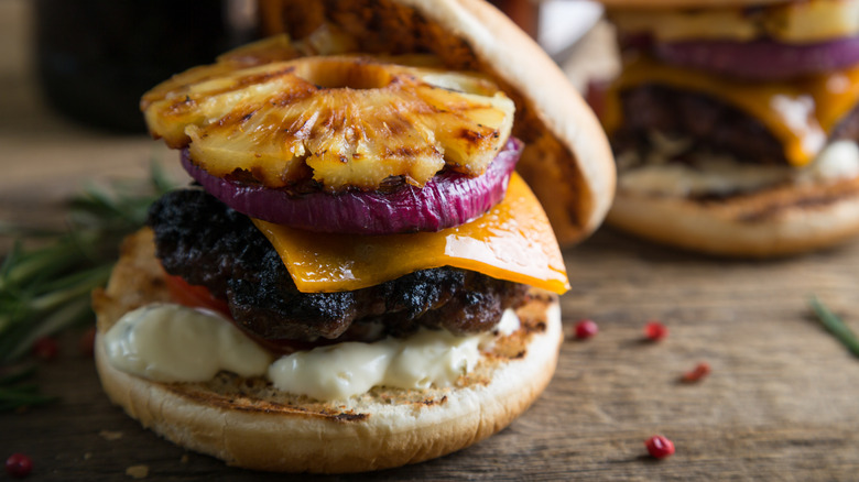 New Zealand style burger with toppings