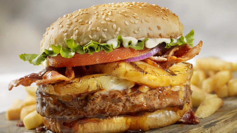teriyaki burger with pineapple
