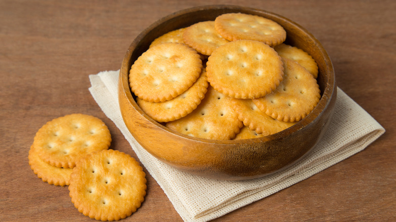 Bowl of round crackers