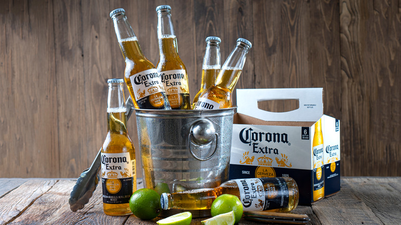 Corona Mexican beers in a ice bucket