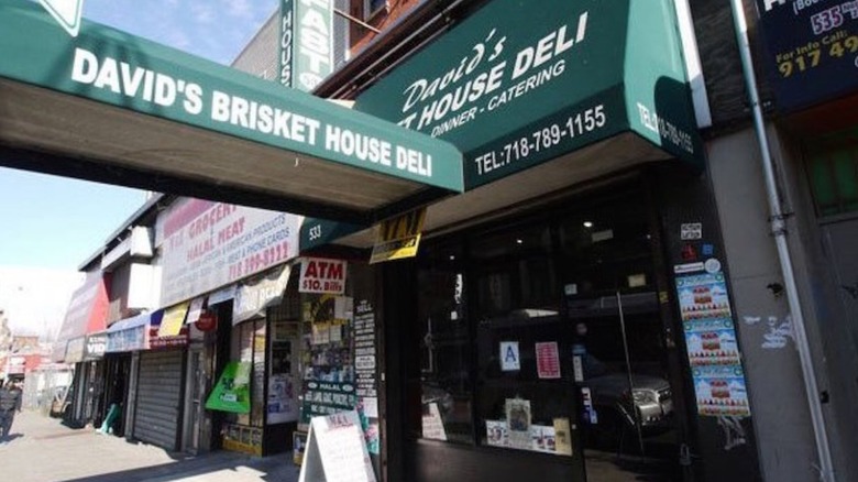 Exterior of David's Brisket House on sunny day