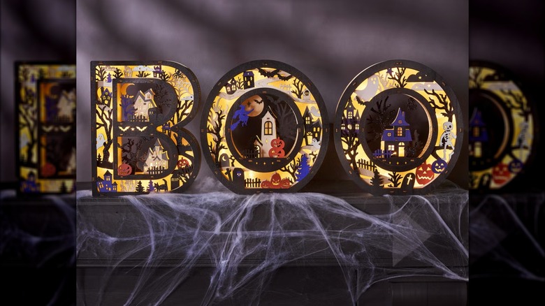 Light-up Halloween BOO decoration.