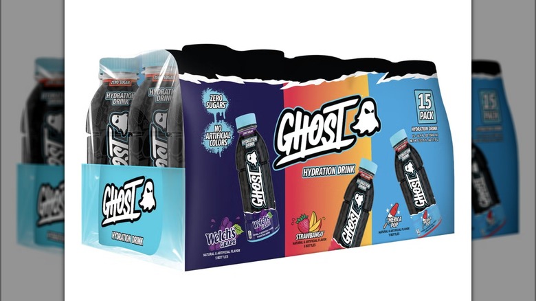 Case of Ghost-brand hydration beverages in three flavors.