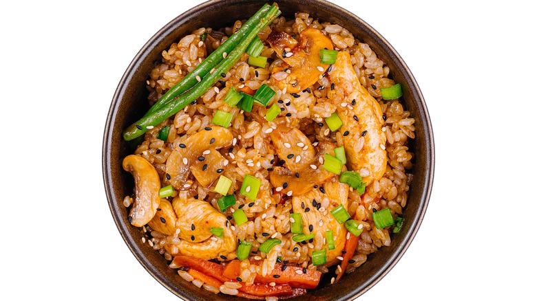 Bowl of chicken fried rice