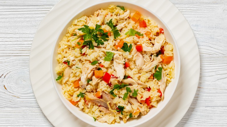 Bowl of chicken fried rice