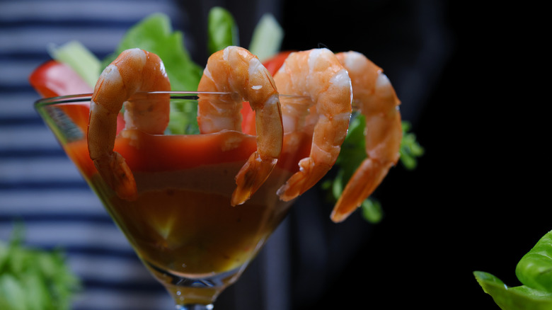 shrimp cocktail in glass