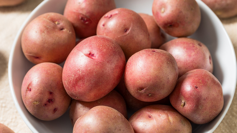 Red bliss potatoes in a bowl
