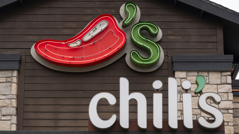 The exterior of a Chili's restaurant showing the logo