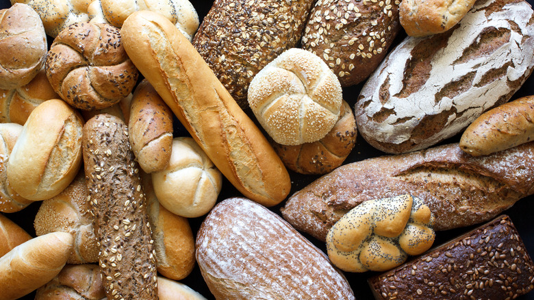 different freshly baked breads