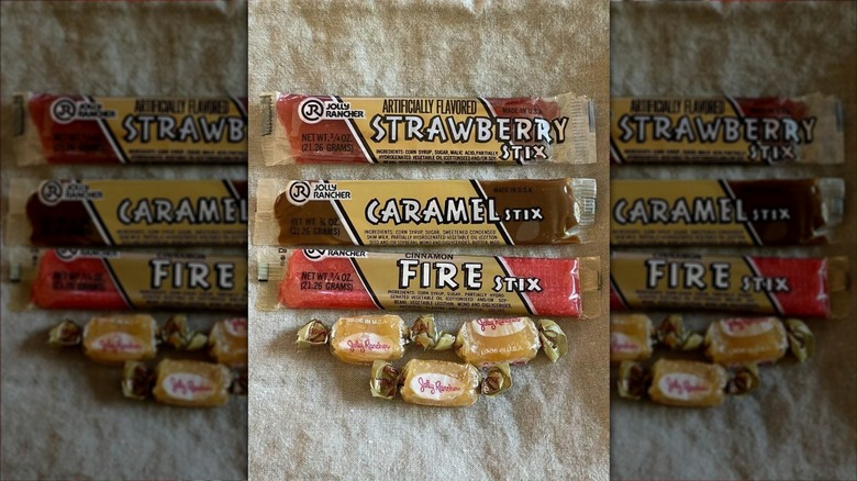 Three Jolly Rancher Stix with three smaller candies