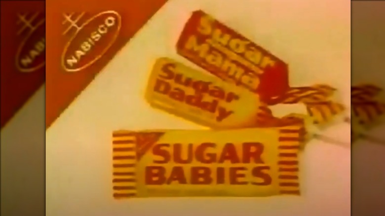 Screenshot from Nabisco commercial with Sugar Babies, Sugar Daddy, and Sugar Mama