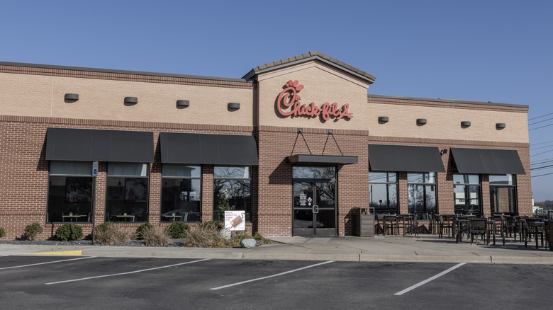 A deserted Chick-fil-A restaurant