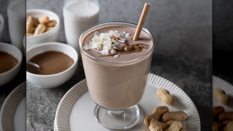 Peanut butter drink in glass