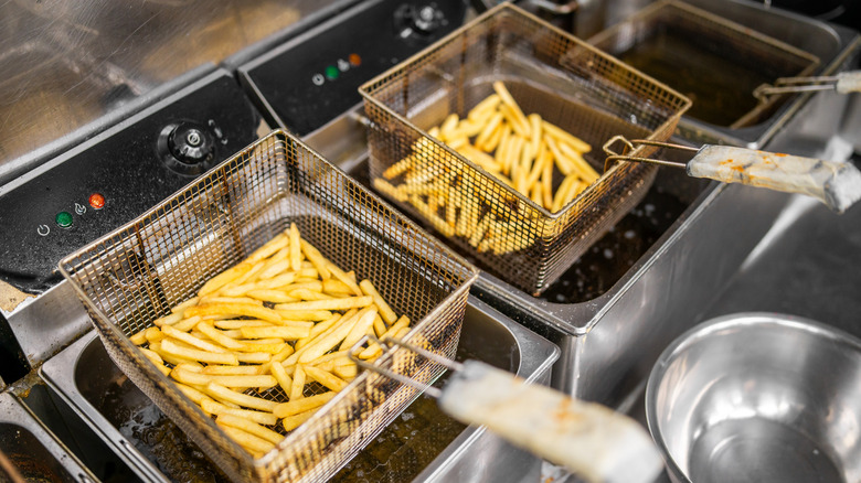 Fries in the deep fryer