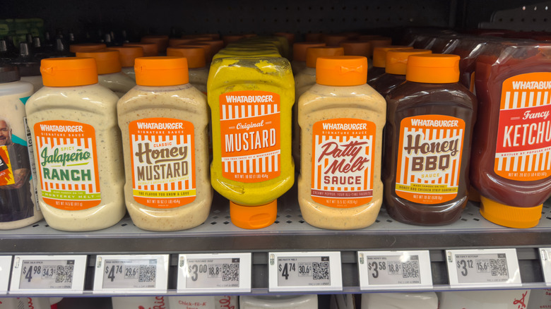 Whataburger sauces on a store shelf