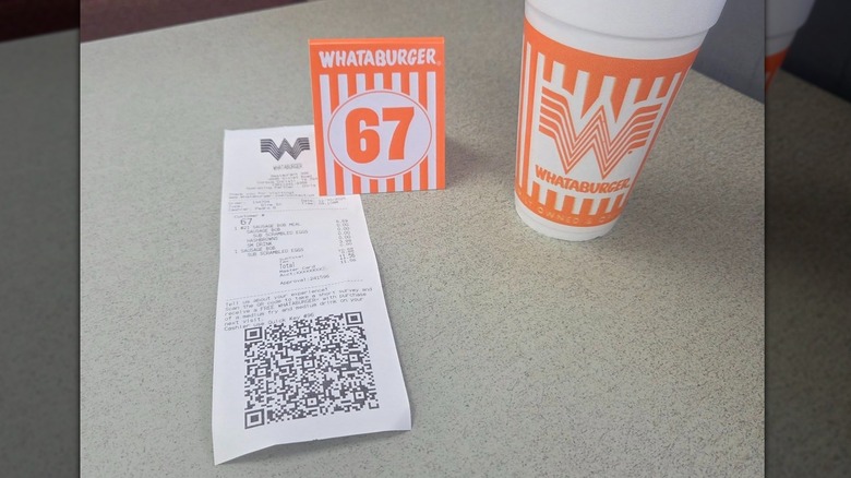 Whataburger receipt with QR code