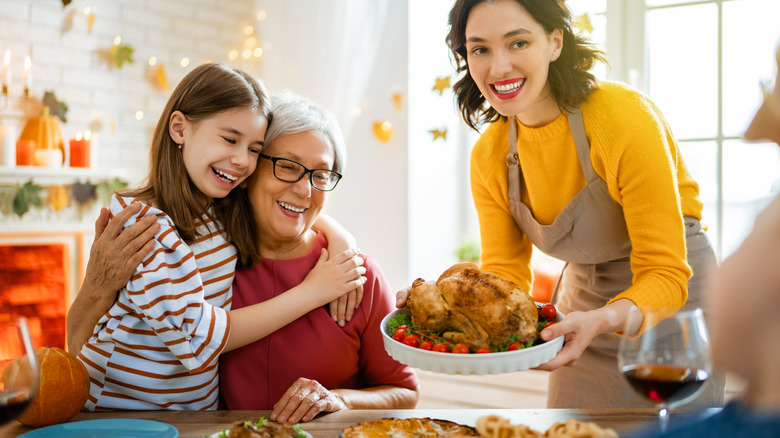 happy family celebrating Thanksgiving