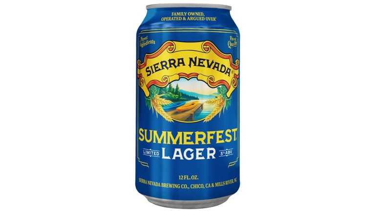 blue can of Sierra Nevada Summerfest Lager on a white background