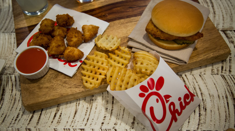 Chick-fil-A nuggets burger waffle fries