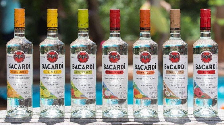 Bottles of Bacardi flavored rum