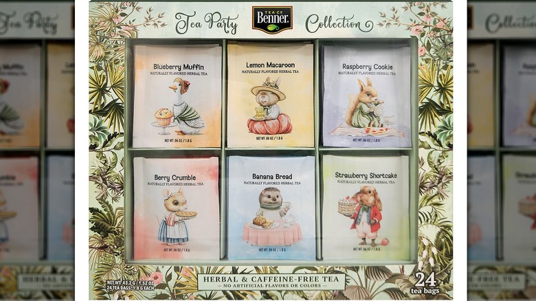 Box of tea bags with woodland garden theme