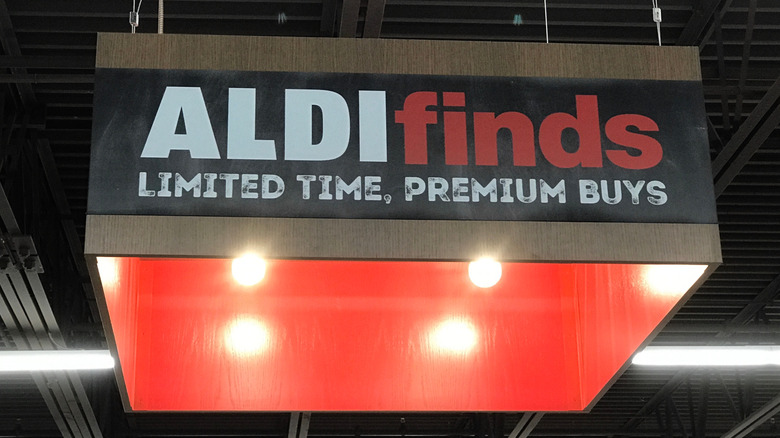 Aldi finds sign hung from ceiling in store