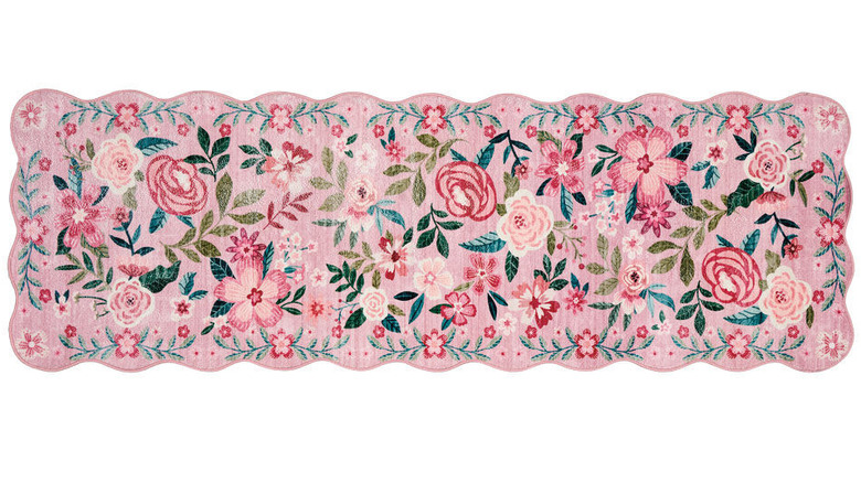 Pink floor runner rig with floral design