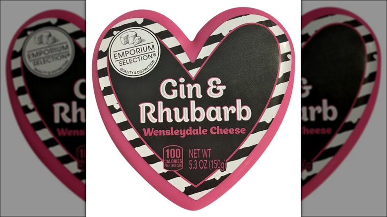 Heart-shaped cheese in Gin & Rhubarb flavor from Aldi
