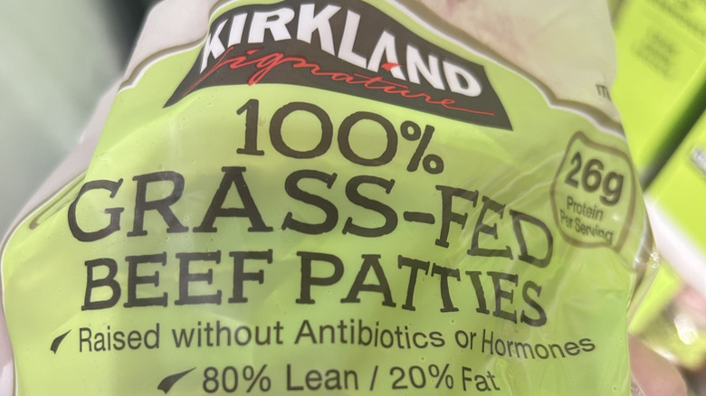 Extreme close up of Kirkland Grass Fed Beef Patties