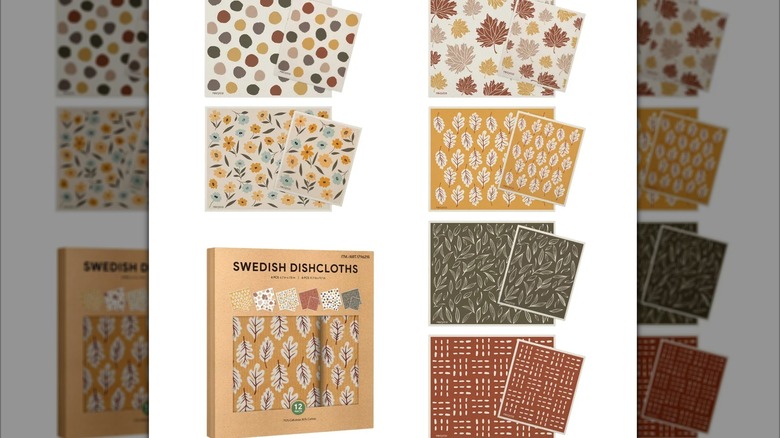 Swedish dishcloths in the autumn blossom design