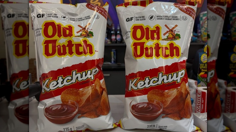 two bags of Old Dutch Ketchup chips