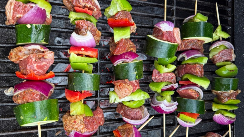 Shish kabobs on the grill