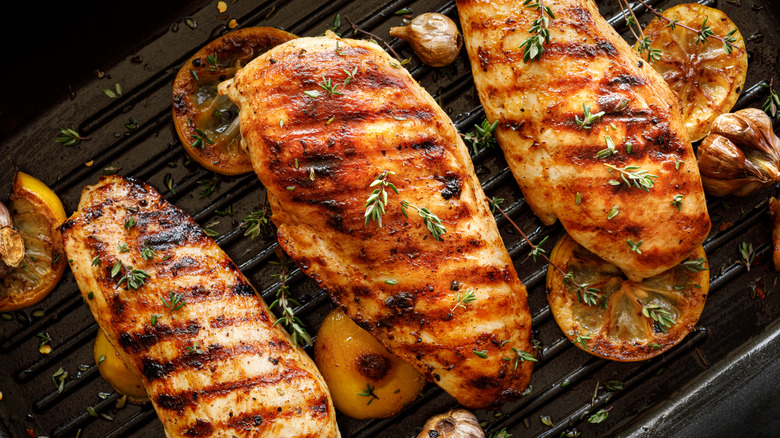 Chicken breasts on the grill