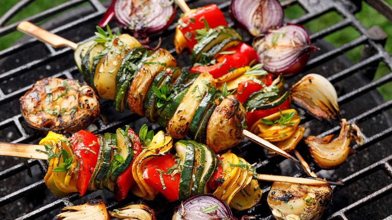 Vegetarian grilled skewers